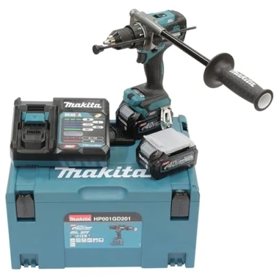 Afbeelding van Makita HP001GD201 40 V Max Klopboor /schroefmachine 2,5 ah accu (2 st), snellader, in mbox