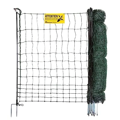 Afbeelding van horizont StrongLine 110E Hondenhek, 15 glasvezelpalen dubbele punt 50 m lang, 110 cm hoog elektrificeerbaar, hondenhek camping, mobiele omheining voor de tuin