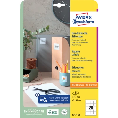 Afbeelding van Etiket Avery Zweckform L7121 25 QR code 45x45mm opaak 400stuks