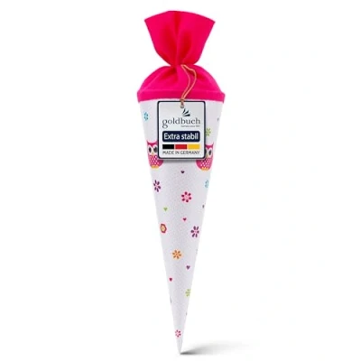 Afbeelding van goldbuch 93043 snoepzak voor broers en zussen, uil, 35 cm, met gekleurde vilten sluiting, van versterkt lakkarton, geschenkverpakking vele gelegenheden, wit