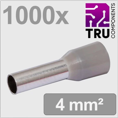 Afbeelding van TRU COMPONENTS TC 13377212 Adereindhulzen 4 mm² Deels geïsoleerd Grijs 1000 stuk(s)