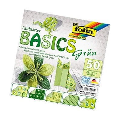 Afbeelding van folia 465/2020 vouwbladen Basics groen 20 x cm, 80 g/m², 50 vellen gesorteerd in 5 motieven ideaal voor prachtige vouwfiguren en vormen