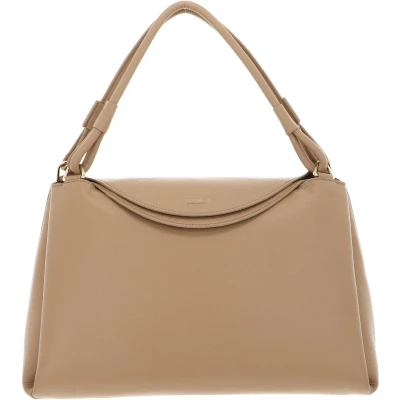 Afbeelding van COCCINELLE Leren Schoudertas Eclyps Handbag Grained Leather Fresh Beige