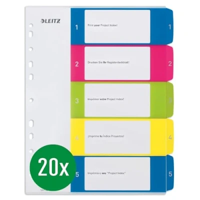 Afbeelding van Tabblad leitz wow index print pp a4+ 1 5 20 stuks