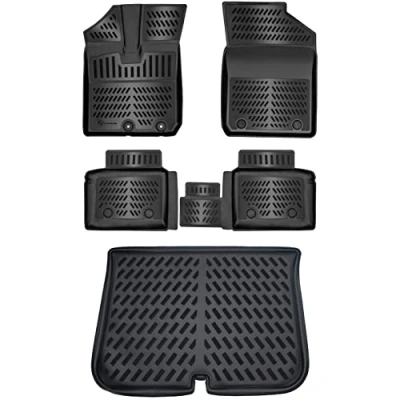 Afbeelding van ELMASLINE 3D rubberen matten &amp; kofferbakmat set voor DACIA Spring 2021 2024 vloermatten accessoires