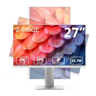 Afbeelding van Z Edge PC monitor Witte 27&#039;&#039; IPS 4K UHD (3840x2160), FreeSync, 16:9 Desktopmonitor White, 75Hz, 5ms, 2*HDMI2.0 &amp; 2*DP1.4, Verstelbare Standaard/Verticaal/Horizontaal/Roterend(DP kabel Meegeleverd)