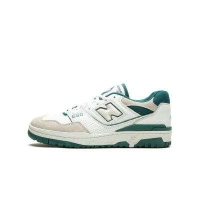 Afbeelding van New Balance BB550 Unisex Sneakers laag, Maat: 40, White/green Leer en textiel
