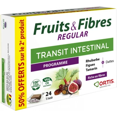 Afbeelding van Ortis Fruit &amp; Vezels Regular Set van 2 x 24 Kauwtabletten