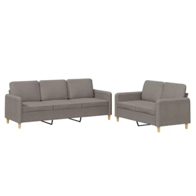 Afbeelding van vidaXL 2 delige Loungeset met kussens stof taupe