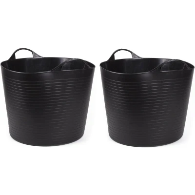 Afbeelding van Benson Emmer/wasmand 2x flexibel rond zwart 45 liter Wasmanden