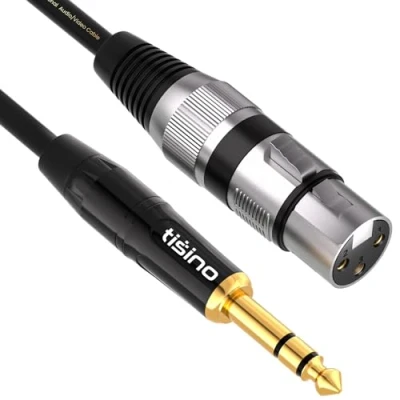 Afbeelding van Tisino vrouwelijke XLR naar 1/4&quot; TRS microfoonkabel, 6,35 mm stereo aansluiting 3 pins gebalanceerde interconnect microfoonkabel voor luidspreker m