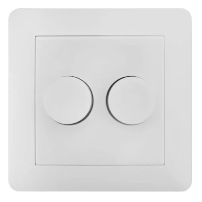 Afbeelding van Ledvion LED Duo Dimmer Afdekplaat Wit, Incl.Knop