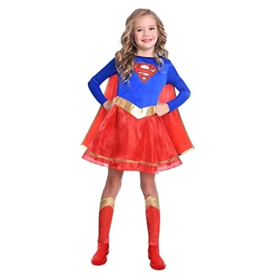 Afbeelding van Amscan 9906198 Officiële Warner Bros. DC Comics Supergirl klassieke verkleedkostuum voor kinderen, leeftijd: 3 4 jaar