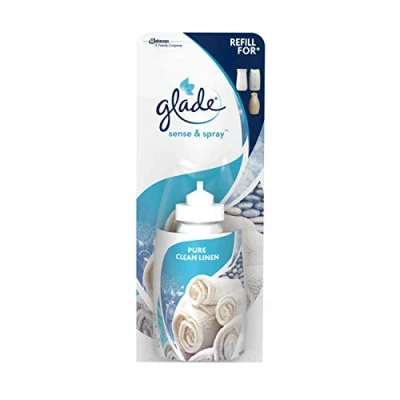 Afbeelding van Glade Sense &amp; Spray luchtverfrisser navulling, bewegingsgeactiveerde automatische kamerspray en geureliminator voor thuis, schoon linnen, 8 navullingen (8 x 18 ml)