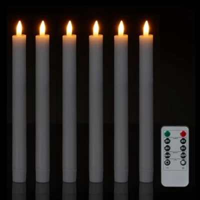 Afbeelding van led dinerkaaarsen set van 6 afstandsbediening timer bewegende vlam
