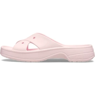 Afbeelding van Crocs Womens Cross Strap Badslippers, Dames, Maat: 38/39, Pink milk Kunststof