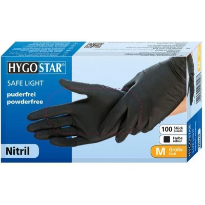 Afbeelding van Hygostar Wegwerp handschoenen Nitril Poedervrij Zwart M 100 stuks