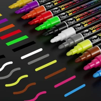 Afbeelding van WISYOK 12 Krijtstift Whiteboard Markers, Whiteboardstiften, kleurrijke uitwisbare Krijtmarker, Bordstift, voor Borden, Whiteboardpennen, Markeerstiften, Verschillende Kleuren
