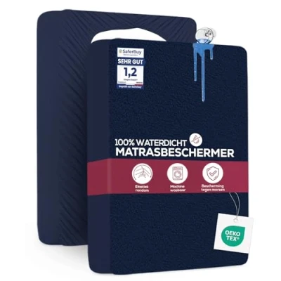 Afbeelding van Utopia Bedding Matrasbeschermer 160 x 200 30 cm Waterdicht, Gecertificeerd Oeko Tex, Ademend Matrasbeschermhoes, Rondom Elastisch Marineblauw