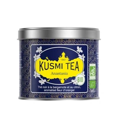 Afbeelding van Kusmi Tea Thee Anastasia bio Bergamot Zwarte Thee, Oranjebloesem Smaak Iconische Earl Grey Metalen Blik 100 g Ongeveer 40 Kopjes