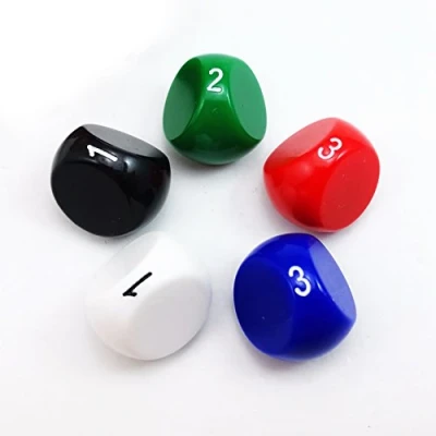 Afbeelding van Bescon Polyhedral Dice 3 zijdige Gaming Dice, D3 dobbelstenen, zijden kubus, 5 verschillende ondoorzichtige kleuren