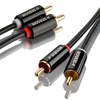 Afbeelding van SEBSON Tulp Audio Kabel 0,5m, 2 mannelijk naar RCA Stekker, AUX voor Stereo systemen, Versterker, Thuisbioscoop en Hifi Systemen