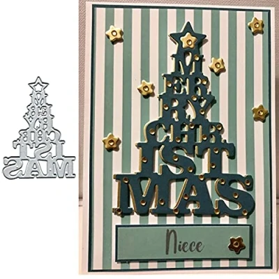 Afbeelding van Ster Kerstboom Metalen Die Cuts,Vrolijk Word Sneeuwvlok Kaart Snijden Dies Stencils DIY Scrapbooking Album Decoratieve Embossing Papier Festival Maken