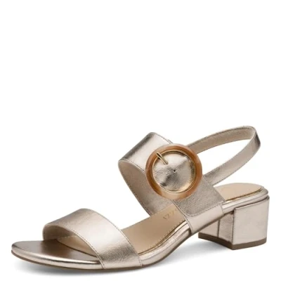 Afbeelding van MARCO TOZZI Elegante damessandalen met hak en klittenbandsluiting, platina, 37 EU