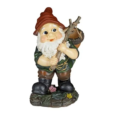 Afbeelding van Relaxdays tuinkabouter met mandje tuinbeeld figuur tuindecoratie weerbestendig dwerg