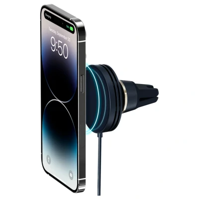 Afbeelding van iOttie Velox Wireless Mini MagSafe mount telefoonhouder auto Ventilatierooster Draadloos opladen Zwart Kunststof