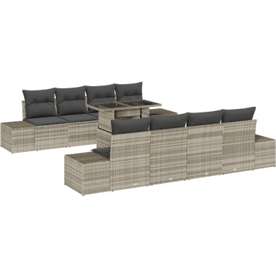 Afbeelding van vidaXL Tuin Sofa Set van 7 Grijs Rattan, Polyester