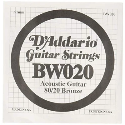 Afbeelding van D&quot;;Addario BW020 Bronze Wound Acoustic Guitar Single String .020 losse snaar voor westerngitaar