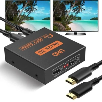 Afbeelding van HDMI Splitter 1 in 2 out weg Distributeur Ondersteuning 3D 4K 1080P 1X2 Video Splitter, poort voor PS3/4, Xbox, HDTV, Monitor, Projector