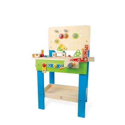 Afbeelding van Hape Master Workbench, Award Winning Kid&#039;s Wooden Tool Bench Toy Pretend Play Creative Building Set, Height Adjustable 35 Piece Workshop for Toddlers