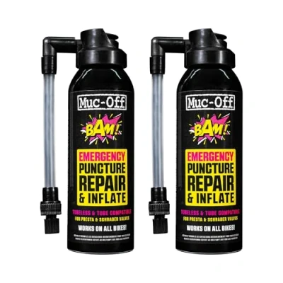 Afbeelding van Muc Off B.A.M! Inflate &amp; Repair 125ml, 2 Pack Instant Puncture Repair, Tyre Inflator Foam Quick Fix for MTB/Road/Gravel Bikes