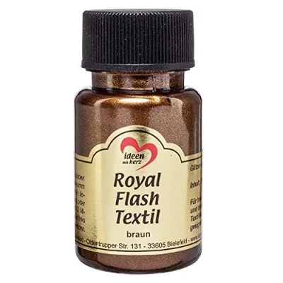 Afbeelding van Royal Flash Textil, Textielverf, glitter metallic, zeer dekkend, romige textielverf op waterbasis, voor licht en donker textiel, 50 ml (bruin)