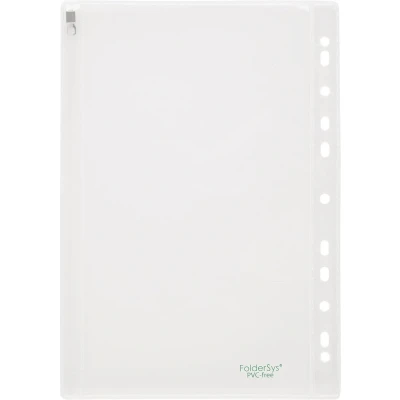 Afbeelding van transparant deksel FolderSys, schuifsluiting, archiefmarge met EURO perforatie, PVC vrij, EVA folie transp., A4 of A5, 10 stuks