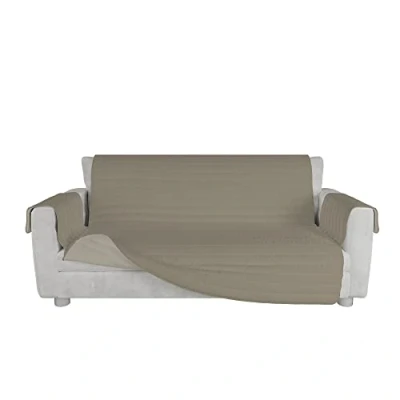 Afbeelding van Italian Bed Linen Tweekleurige bankovertrek van microvezel Trendy, taupe/crème, 3 zits