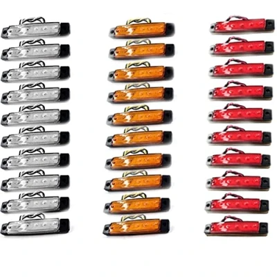 Afbeelding van PolarLander 30 stks 24 V 6LED Zijmarkeringsindicatoren Verlichting Lamp Voor Auto Vrachtwagen Aanhangwagen 6 LED Amber Clearence bus Waterdicht Rood/Geel/Wit