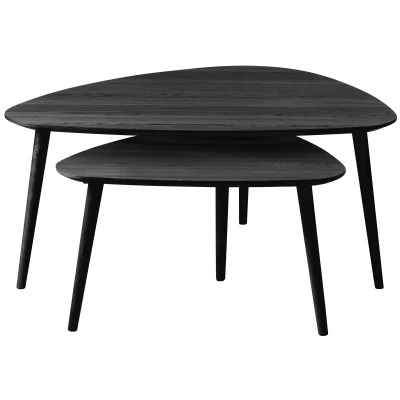 Afbeelding van Hygge Interiors Adda Zwart Eiken Salontafel Set Driehoek