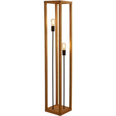 Afbeelding van Searchlight Vloerlamp hout Square EU54742 2NA