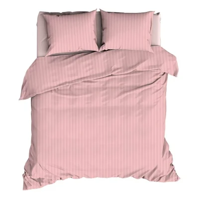 Afbeelding van Dekbedovertrek Satin d&#039;or Streep Crystal Rose Satijn 240 x 200 / 220 cm Lits Jumeaux