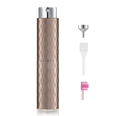 Afbeelding van Toureal 8 ml aluminium parfumverstuiver, navulbaar, leeg, reisverstuiver voor dames en heren, reisverstuiver, fles onderweg, bruin