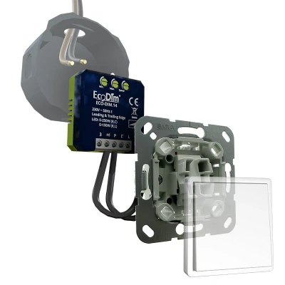 Afbeelding van Gira led tastdimmer inbouw 0 250W, kleine inbouwdiepte, RLC, ECO DIM.14 + pulsdrukker