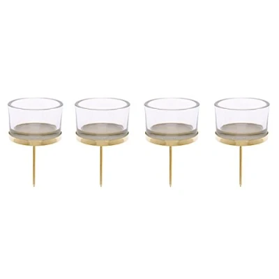 Afbeelding van Glorex GmbH 6 7021 001 kandelaar met theelichtglas goud