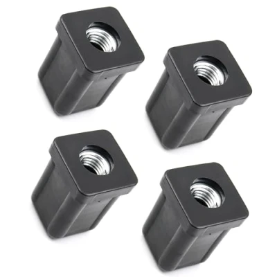 Afbeelding van Design61 4x schroefdraadstop vierkante buisstoppen L 25x25 x H 35,5 mm 1,5 met M10 binnendraad