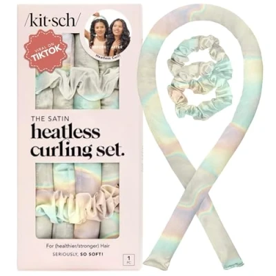 Afbeelding van Kitsch Satijnen hitteloze krultangen &#039;s nachts haarkrulspelden om in te slapen, krullen, krultang, nachtkrultang, warmteloze hoofdband, geen warmte zachte krulspelden,