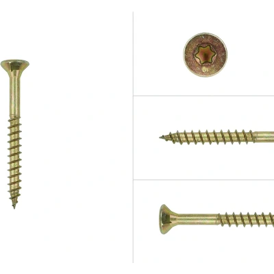 Afbeelding van Spaanplaatschroeven Geel Verzinkt 5 x 40 mm Torx 25 met snijpunt Doos 200 Stuks
