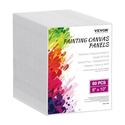 Afbeelding van VEVOR Canvas Boards Canvases 60 stuks 203x254mm Schilderdoek Wit Olieverfschilderij