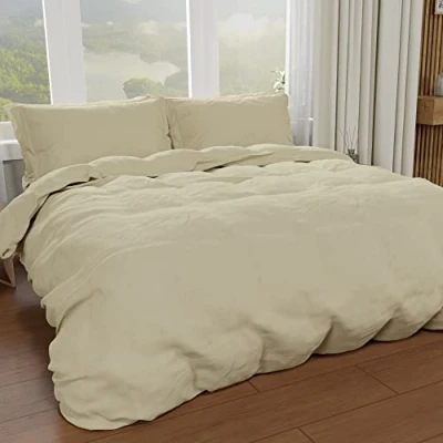 Afbeelding van PETTI Artigiani Italiani Beddengoedset voor tweepersoonsbed 250 x 200 cm (2 kussenslopen 50 80 inbegrepen), dekbedovertrek van zachte microvezel, effen, taupe
